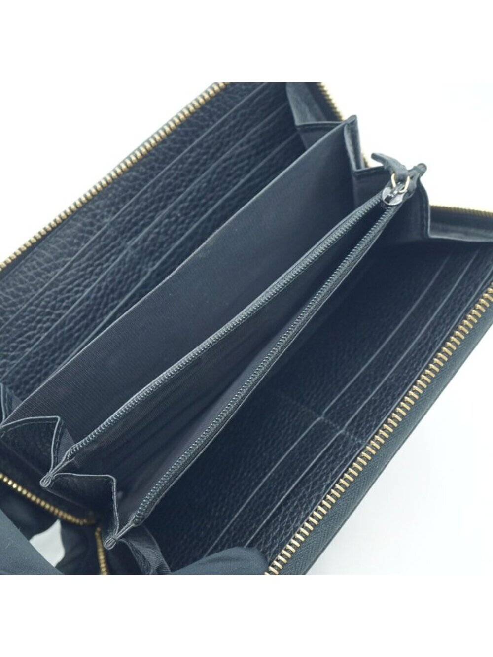 Gucci Double Zip Around Wallet Black Gold - Picture 6 of 10